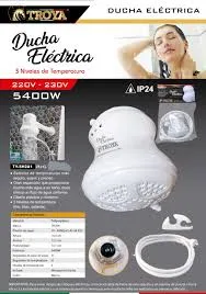 Premium de Lujo DUCHA ELECTRICA 3 TEMPERATURAS "TROYA" 220-230V 5400W
