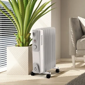 Radiateur à bain d’huile 1500W – 7 éléments, thermostat & roues