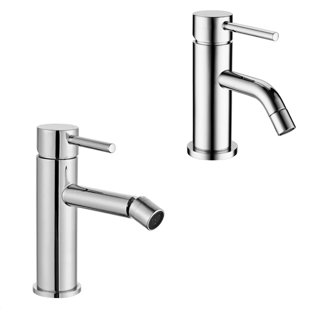 Resistente al Agua Coppia di miscelatori per lavabo e bidet serie Moon ottone cromato