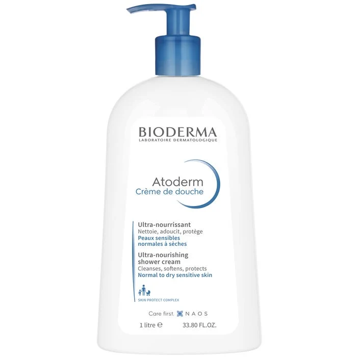 Resistente al Agua Crème de Douche Ultra-Nourrissante - Peaux Sensibles Normales à Sèches, 1L Atoderm Bioderma
