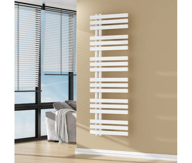 Resistente al Agua Radiador toallero mural Slidre de baño 660 W 18 lamas acero 140x50 cm - Negro