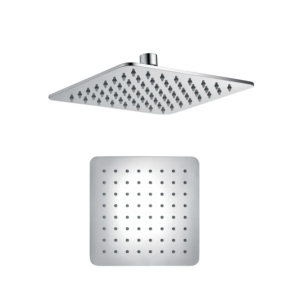 Soffione doccia quadrato acciaio inox 20x20 spessore 4 mm íntegro di braccio doccia