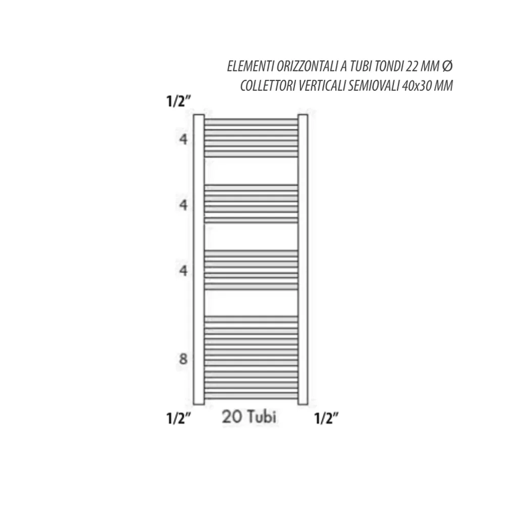 Termoarredo linea Kalura dritto 1120x450 mm - Bianco