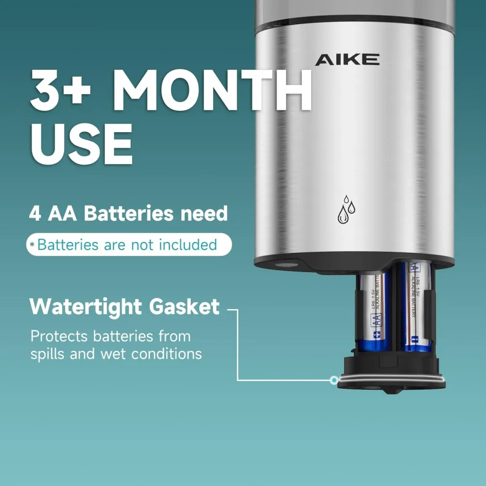 AIKE Dispensador automático de jabón de cocina recargable 17 onzas líquidas, AK1335 Brushed