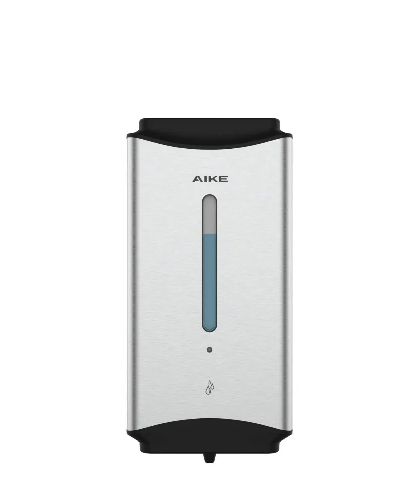 Dispensador automático de jabón AIKE de 1100 ml para baño comercial, AK1206 Cepillado