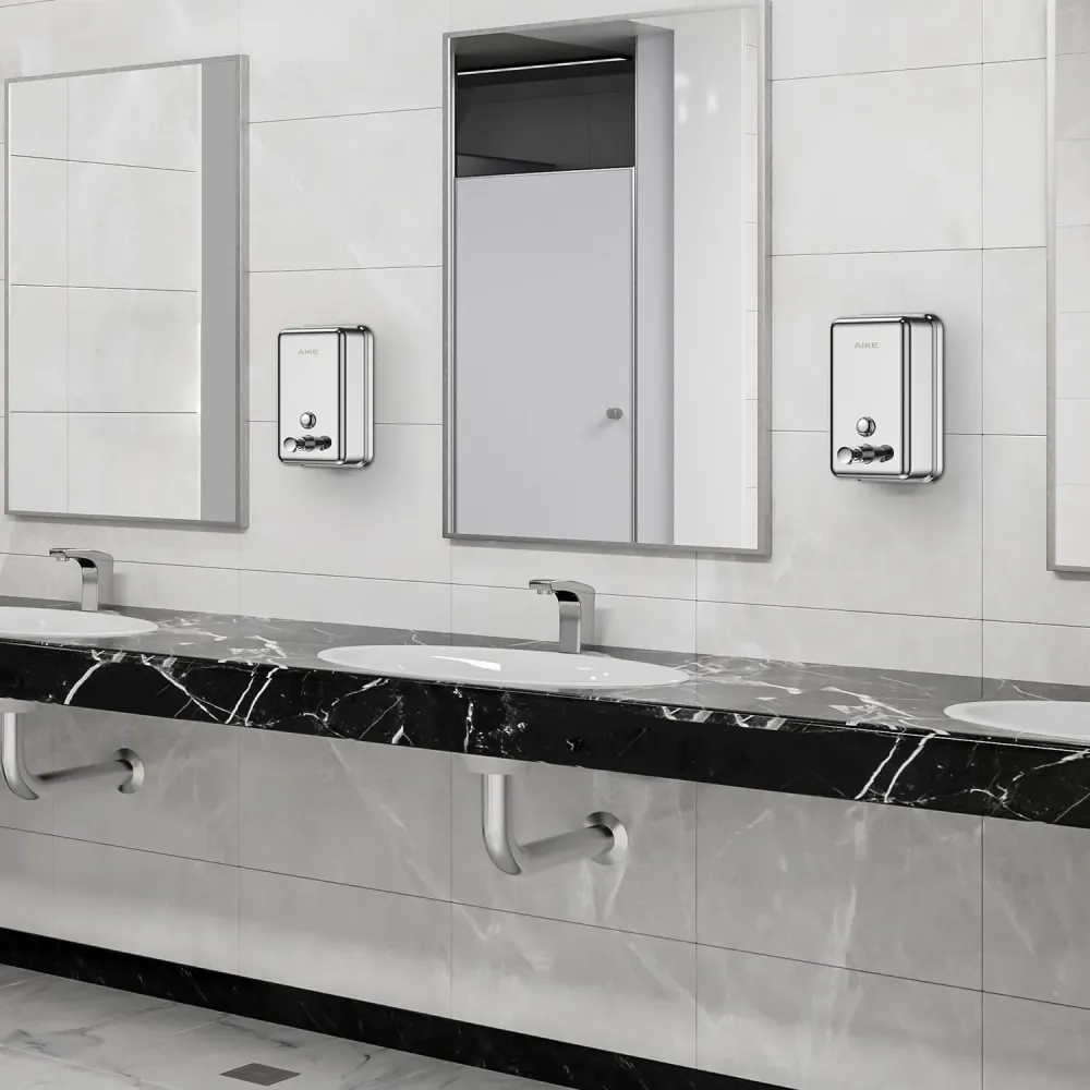 Dispensador de jabón manual con cáscara de acero inoxidable AIKE para baño, AK1001