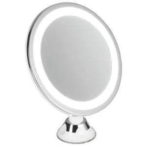 Adler AD2168 Espejo de Maquillaje y Afeitado con LED, Espejo de Pared con Aumento 5X, Rotación 360°, Ventosa, , Acero Inox...
