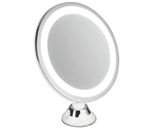 Adler AD2168 Espejo de Maquillaje y Afeitado con LED, Espejo de Pared con Aumento 5X, Rotación 360°, Ventosa, , Acero Inox...