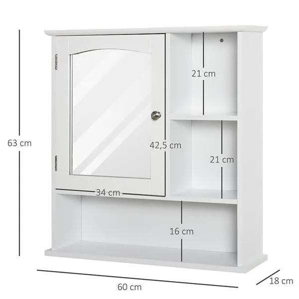 Armario de baño con espejo para pared blanco 63x60x18 cm