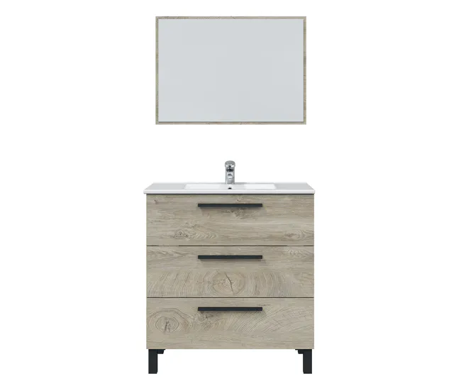Canasta de Baño Mueble baño Alise 3 cajones espejo, sin lavabo, Alaska