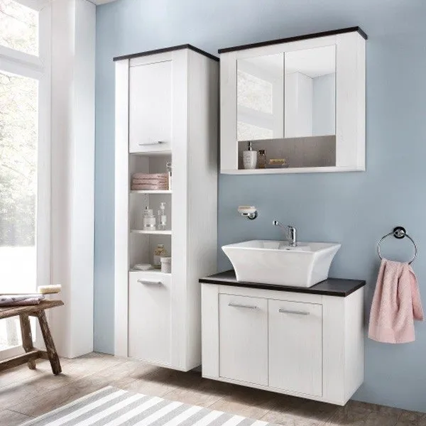 Composición de baño Country con espejo Anderson pino blanco Acero Cromado