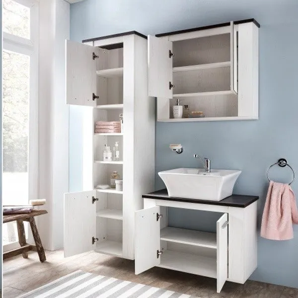 Composición de baño Country con espejo Anderson pino blanco Acero Cromado