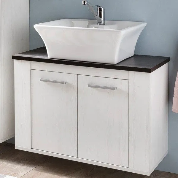 Composición de baño Country con espejo Anderson pino blanco Acero Cromado