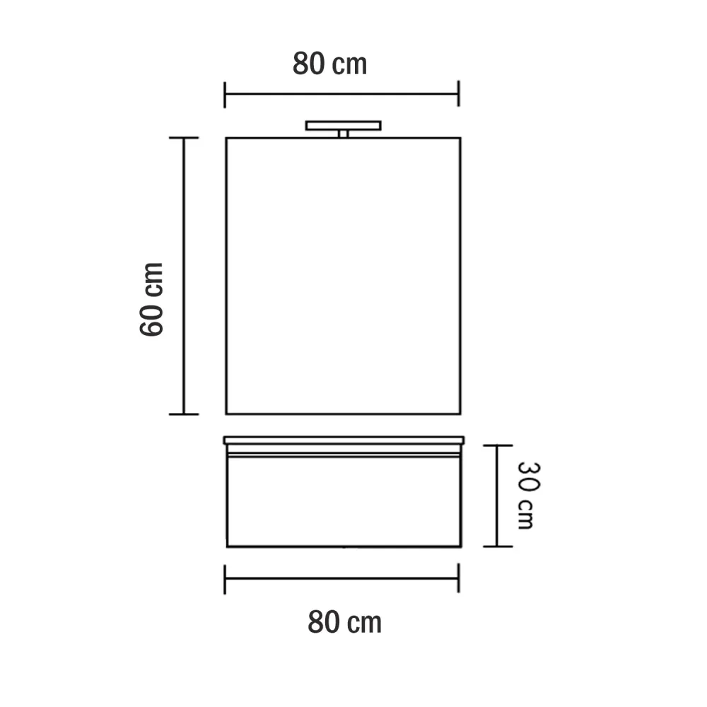 Composición suspendida Shanti base con lavabo, espejo y led 80cm blanco luminoso