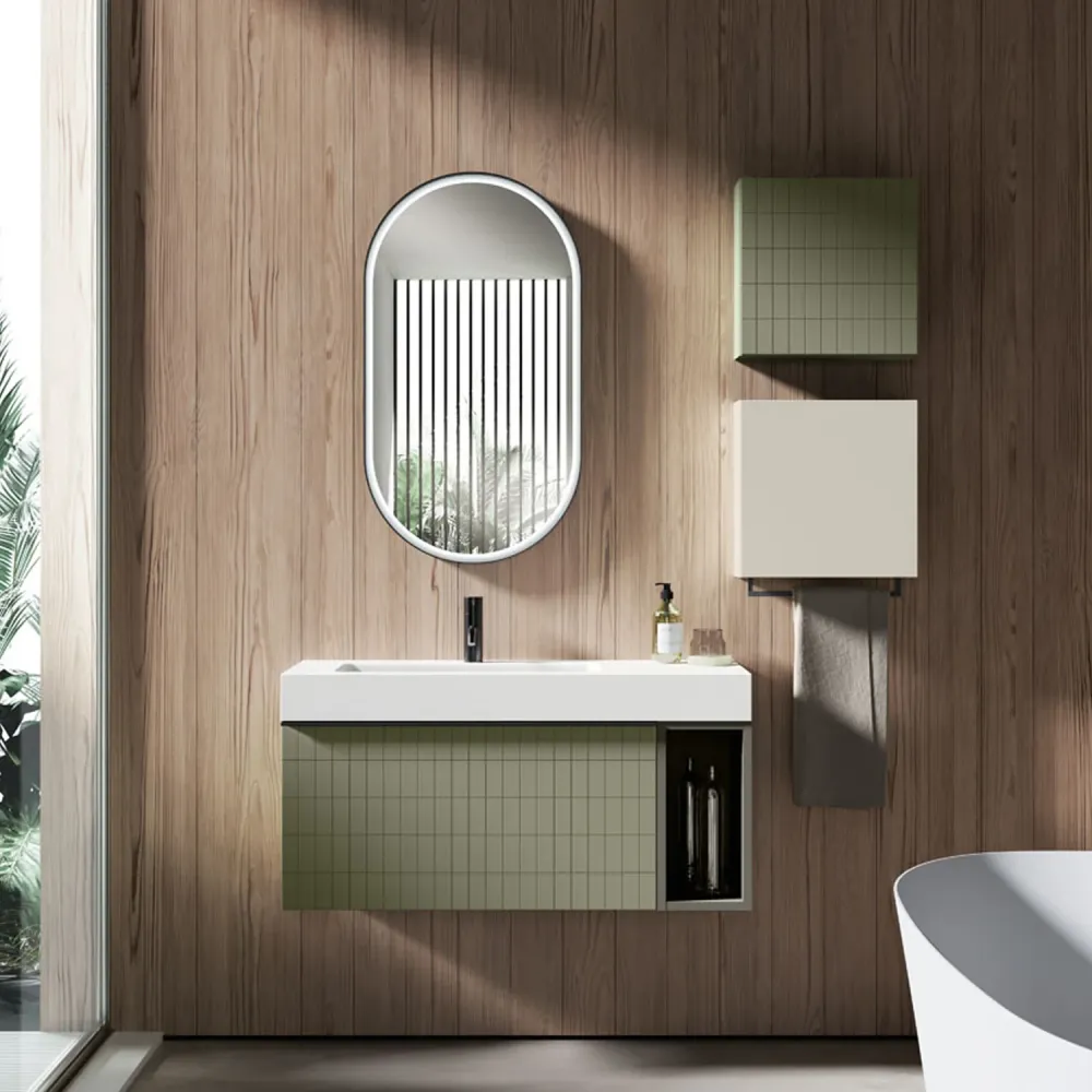 Composizione bagno sospesa con lavabo, specchio e pensili 100+40x200hx46 cm PIX2