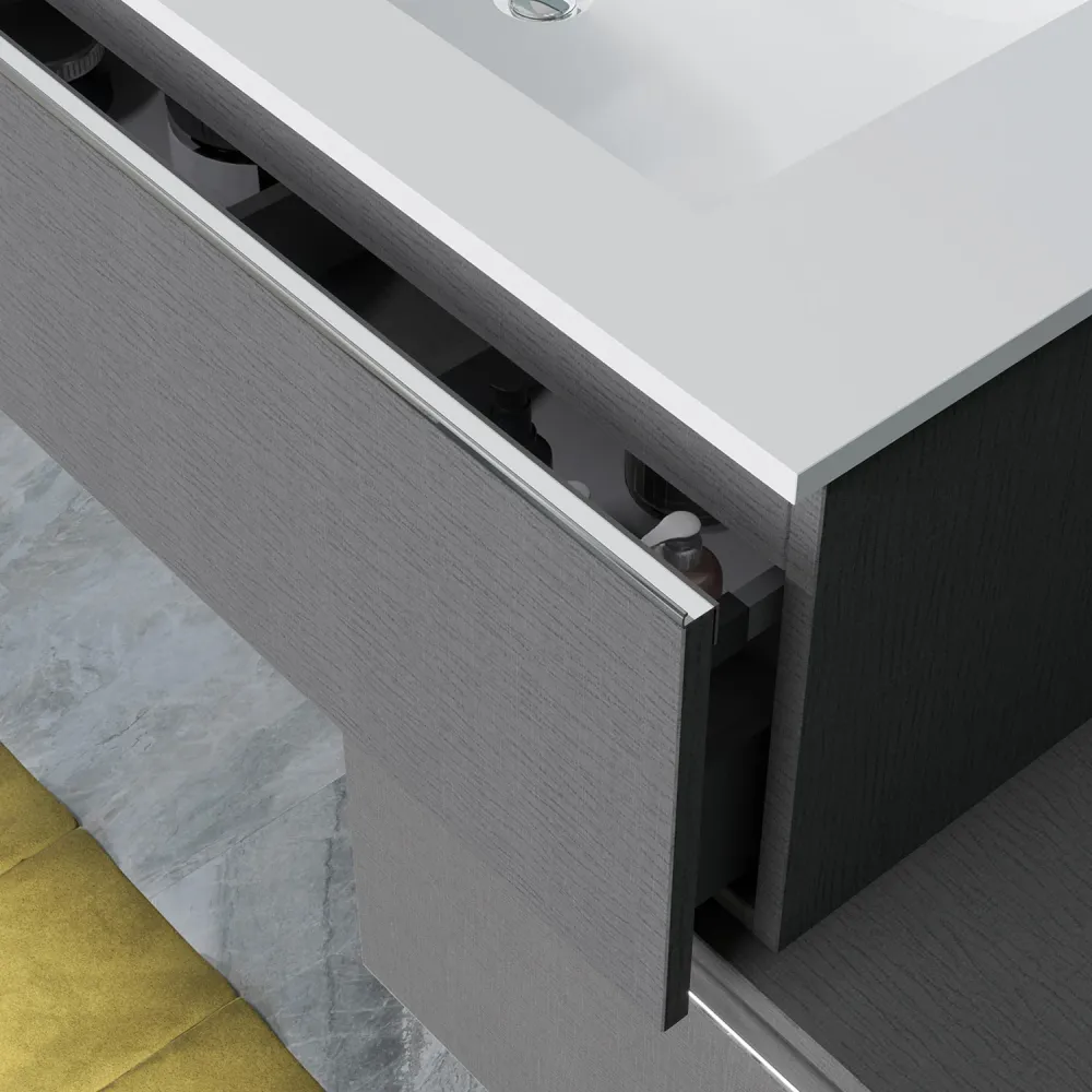 Composizione sospesa Shanti base con lavabo, specchio e led 60cm lino