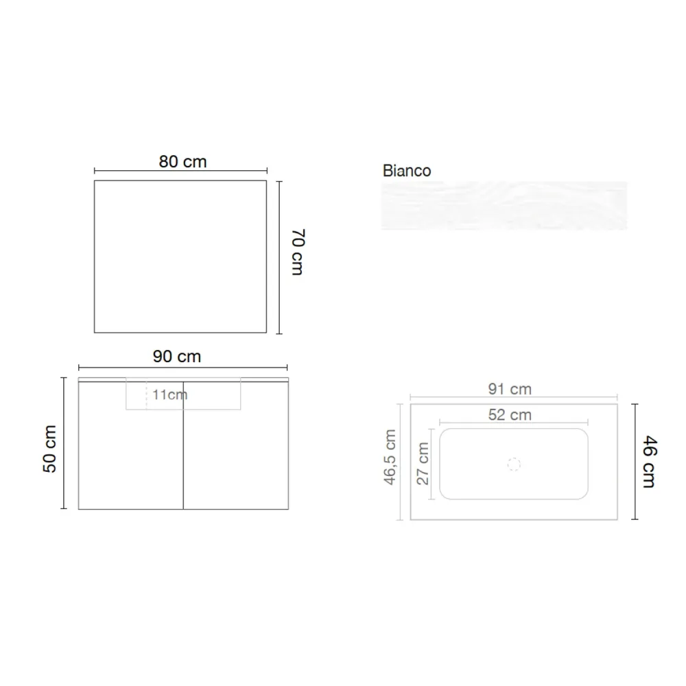 Con Certificación CE Mueble de baño suspendido con espejo y lavabo modelo Dalila - Blanco