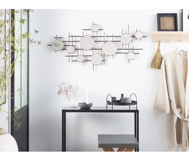 Conjunto de 10 espejos de pared negro/dorado 113 x 55 cm IBOS