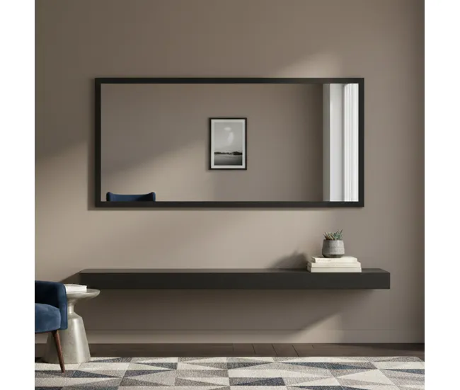 Dmara Mirror, Espejo de baño, 100% Made Italy, 120x2h60 cm, Antracita Brillo