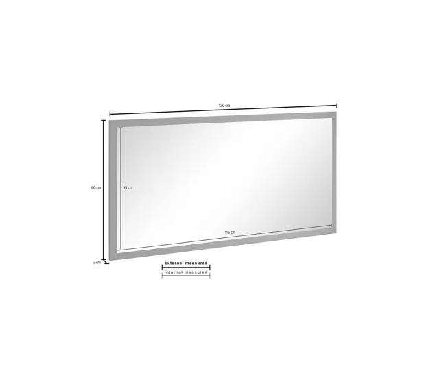 Dmara Mirror, Espejo de baño, 100% Made Italy, 120x2h60 cm, Antracita Brillo