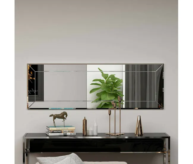 Espejito Dpesol, Espejo, Objeto de decoración de pared, Decoración de espejo, 40x2h120 cm, Blanco