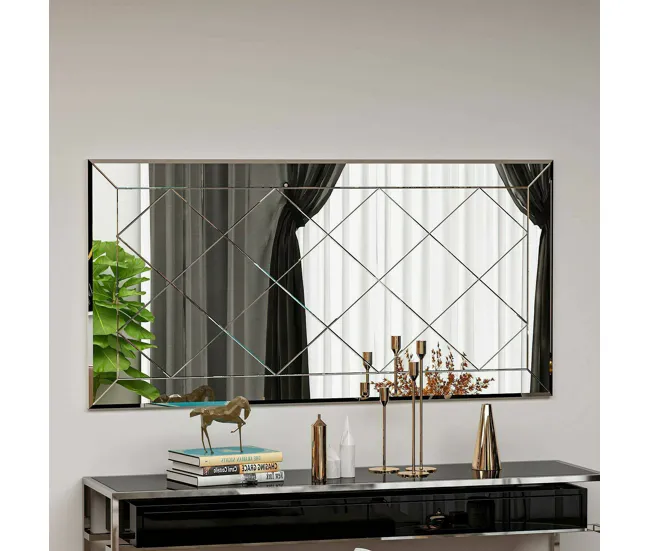 Espejito Dpessin, Espejo, Objeto de decoración de pared, Decoración de espejo, 60x2h120 cm, Blanco