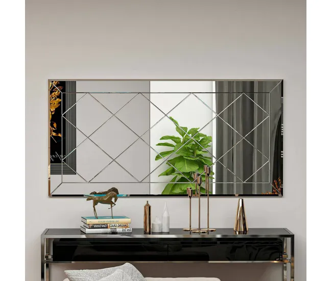 Espejito Dpessin, Espejo, Objeto de decoración de pared, Decoración de espejo, 60x2h120 cm, Blanco