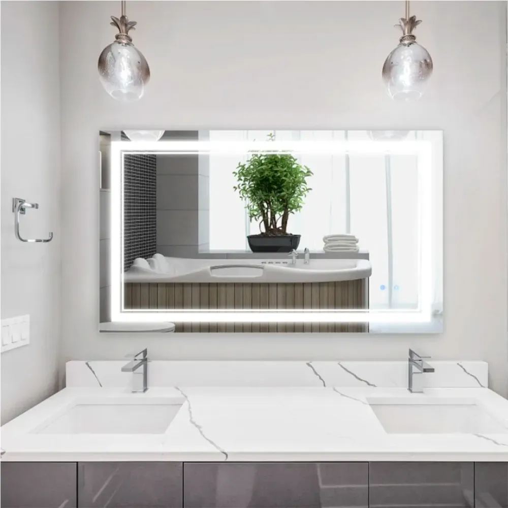 Espejo de baño Kleankin con luz LED + interruptor táctil + función memoria inox 60x100 cm