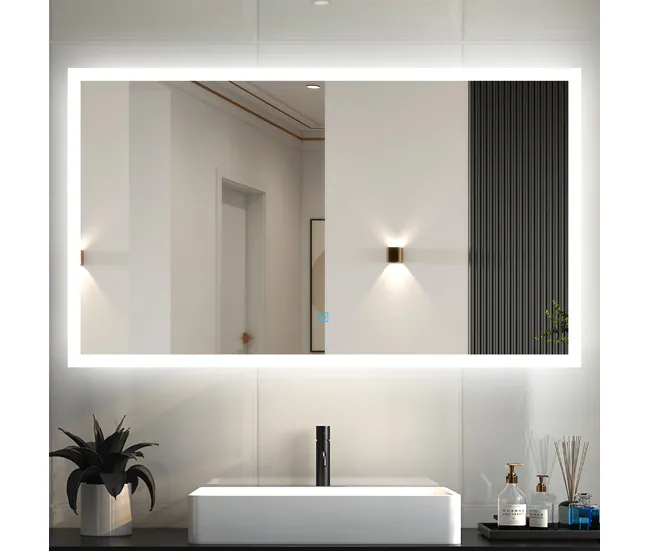Espejo de baño LED 120×70cm + antivaho + interruptor táctil