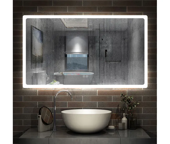 Espejo de baño LED 120×70cm + Bluetooth + antivaho para Baño Moderno