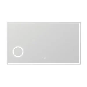 Espejo de baño LED 120×70cm + Bluetooth + espejo de aumento + regulable para Ahorrar Espacio
