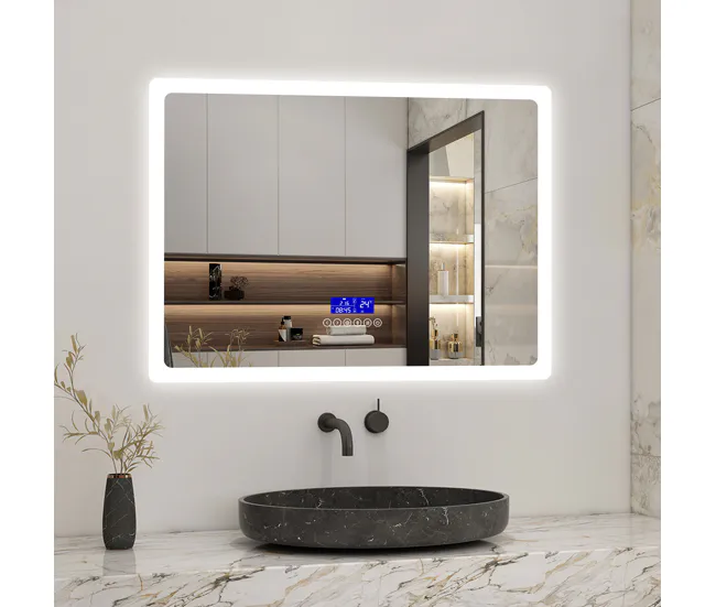 Espejo de baño LED 80×60cm + Bluetooth + Lupa con Ventosa