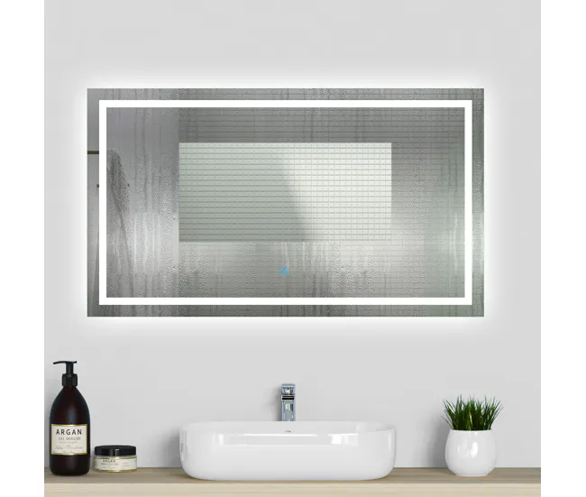 Espejo de baño LED sin cobre 100×80cm+antivaho+interruptor táctil