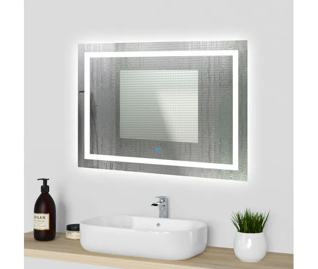 Espejo de baño LED sin cobre 80×60cm+antivaho+interruptor táctil