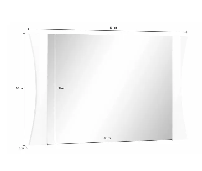 Espejo Dcassat, Espejo de baño, 100% Made Italy, 110x2h60 cm, Blanco brillo