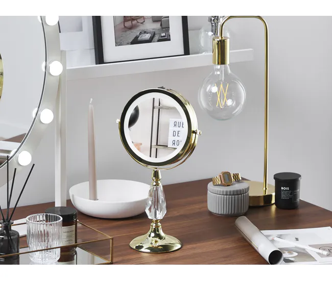 Espejo de maquillaje LED plateado ø 18 cm MAURY