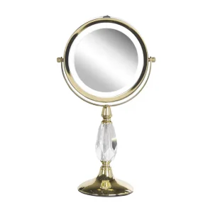 Espejo de maquillaje LED plateado ø 18 cm MAURY