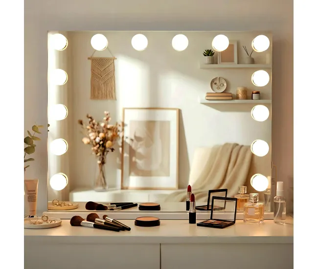 Espejo de maquillaje Palmdale Plástico Blanco 16X80X68 cm