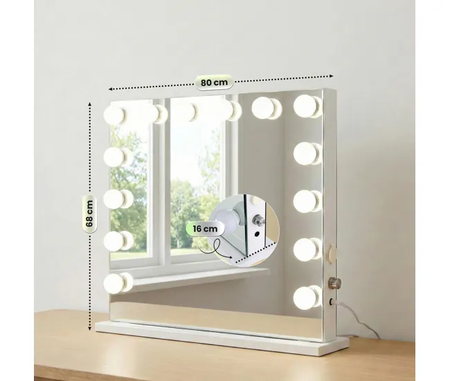 Espejo de maquillaje Palmdale Plástico Blanco 16X80X68 cm