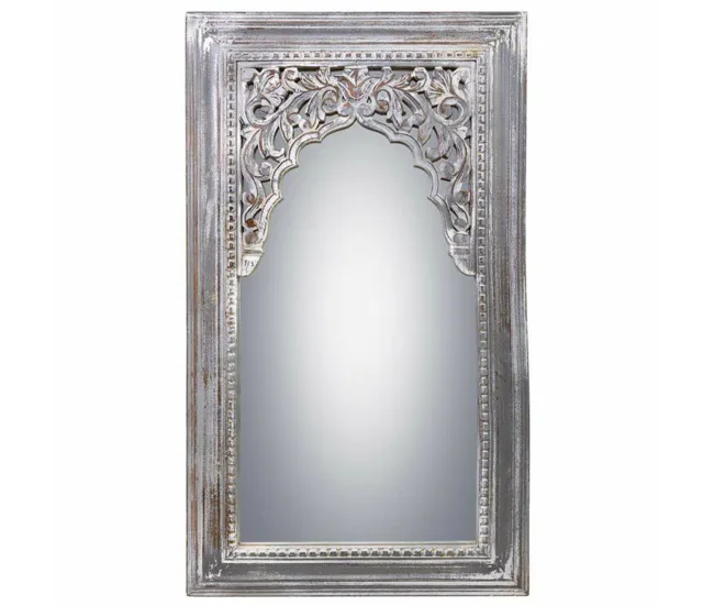 Espejo de pared Alexandra House Living Blanco Madera de mango 5 x 107 x 60 cm