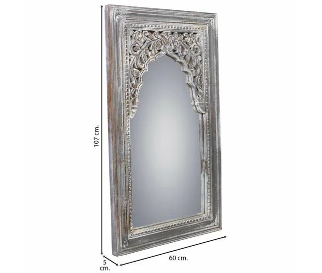 Espejo de pared Alexandra House Living Blanco Madera de mango 5 x 107 x 60 cm