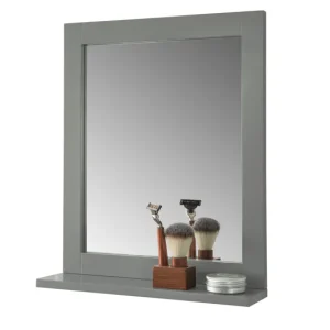 Espejo de Pared con 1 Estante Espejo de baño Color Gris Turbio FRG129-SG SoBuy