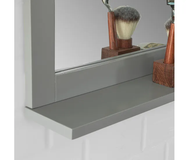 Espejo de Pared con 1 Estante Espejo de baño Color Gris Tenebroso FRG129-SG SoBuy