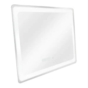 Espejo de pared con LED Casoli para baño antivaho reloj aluminio + cristal 60 x 80 x 3,5 cm - Plateado