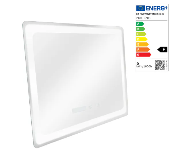 Espejo de pared con LED Casoli para baño antivaho reloj aluminio + cristal 60 x 80 x 3,5 cm - Plateado