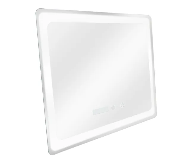 Espejo de pared con LED Casoli para baño antivaho reloj aluminio + cristal 60 x 90 x 3,5 cm - Plateado