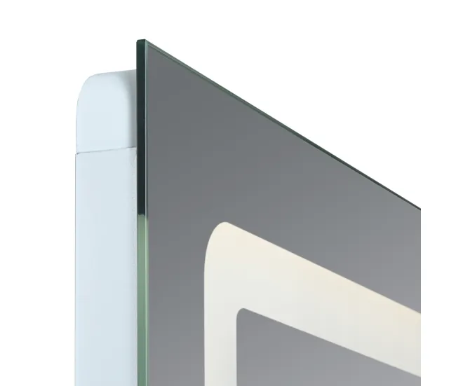 Espejo de pared con LED Chambave para baño IP65 antivaho reloj lupa 3X aluminio 70 x 100 x 3 cm - Plateado