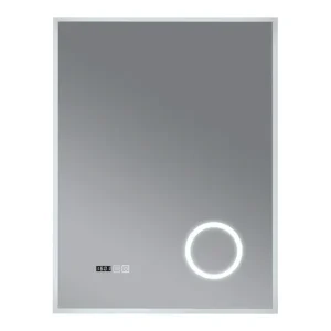 Espejo de pared con LED Lizzano para baño IP65 con antivaho y lupa aluminio 70 x 50 x 3 cm - Blanco