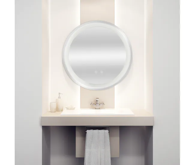 Espejo de pared con LED Maratea para baño antivaho redondo aluminio + cristal 60 x 60 x 3 cm - Plateado