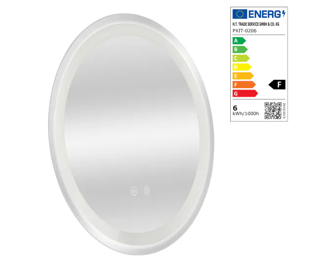 Espejo de pared con LED Maratea para baño antivaho redondo aluminio + cristal 60 x 60 x 3 cm - Plateado